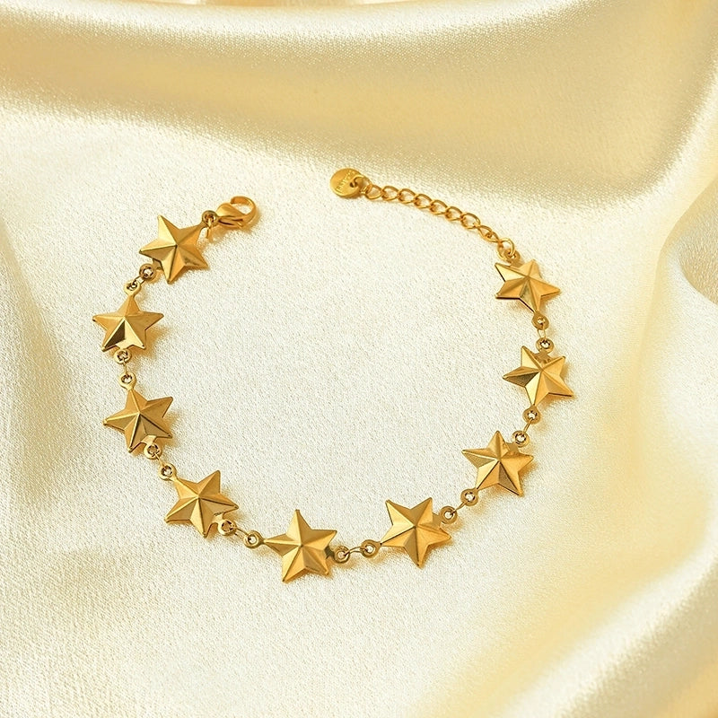 Casual Vacation Modern Style Pentagram Cross Oval 304 Stainless Steel 14K Gold Plated Bracelets In Bulk