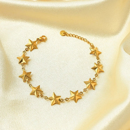 Casual Vacation Modern Style Pentagram Cross Oval 304 Stainless Steel 14K Gold Plated Bracelets In Bulk