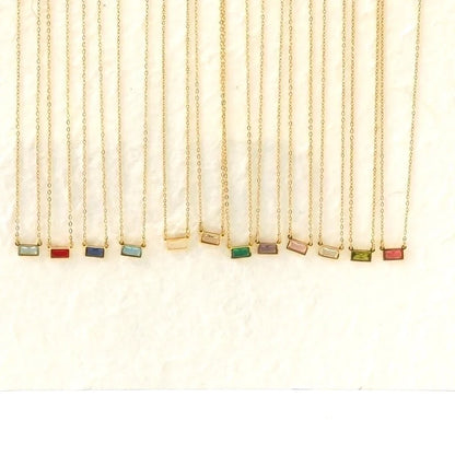 IG Style Modern Style Classic Style Rectangle 304 Stainless Steel Zircon 18K Gold Plated Inlay Pendant Necklace