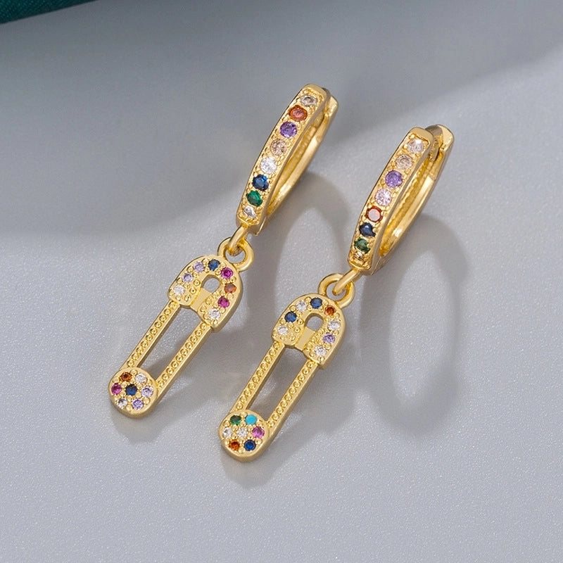 1 Pair Vintage Style Tortoise Moon Bee Plating Inlay Copper Rhinestones 18k Gold Plated Drop Earrings