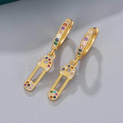 1 Pair Vintage Style Tortoise Moon Bee Plating Inlay Copper Rhinestones 18k Gold Plated Drop Earrings