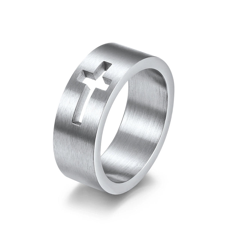 Fashion Cross Stainless Steel Rings Polishing Stainless Steel Rings
