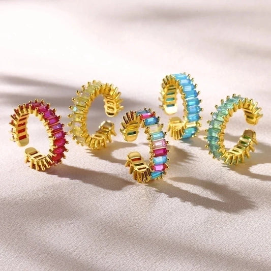 Modern Style Classic Style Geometric 304 Stainless Steel Zircon Plating Inlay Open Rings