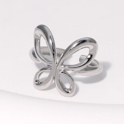304 Stainless Steel 18K Gold Plated Minimalist Plating Butterfly Open Rings