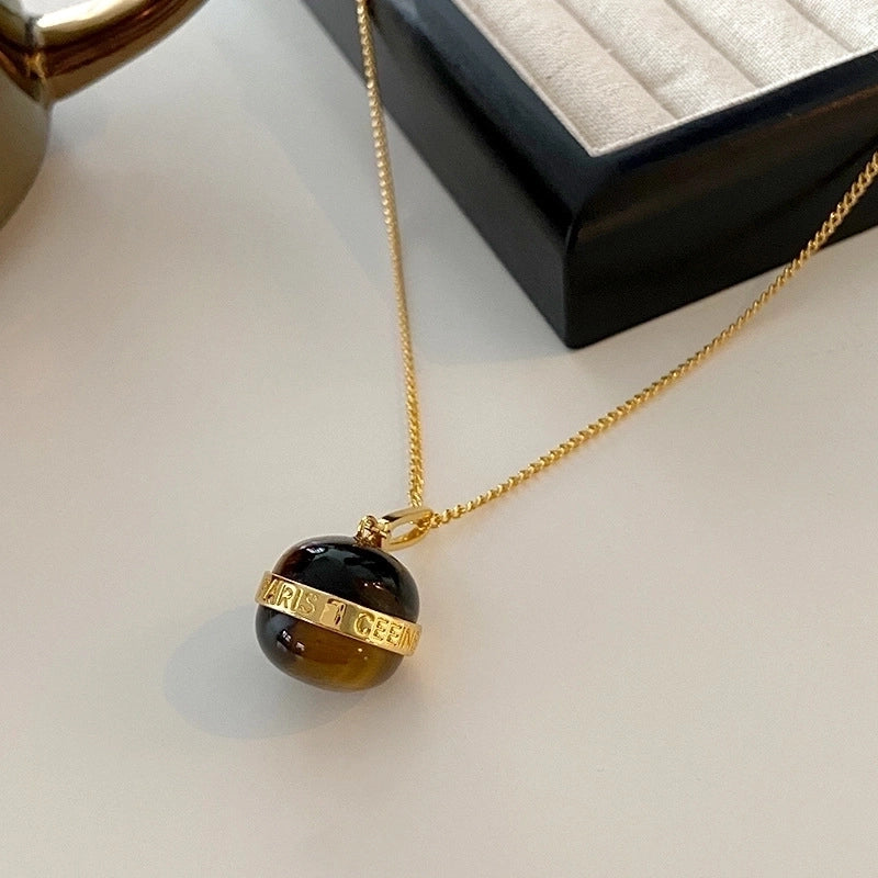 Minimalist Geometric Natural Stone Tiger Eye Pendant Necklace In Bulk