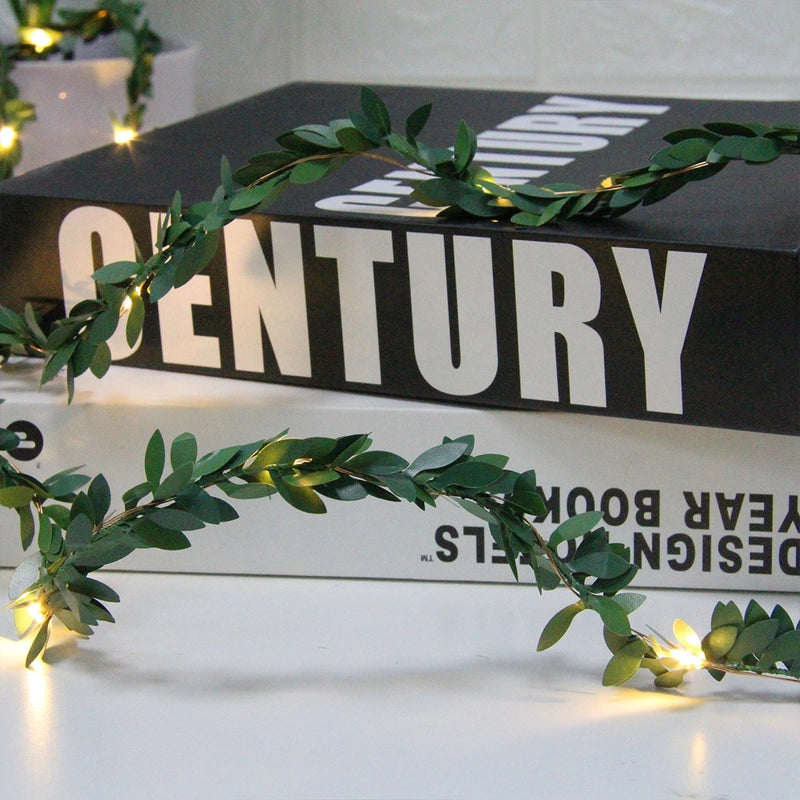 Led Light String Simulation Leaf Rattan Light String Maple Leaf Green Rattan Copper Wire Light String Festive Christmas Lights