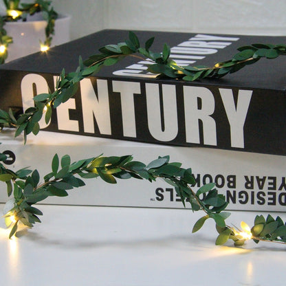 Led Light String Simulation Leaf Rattan Light String Maple Leaf Green Rattan Copper Wire Light String Festive Christmas Lights