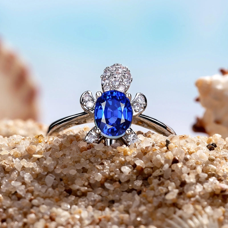 Minimalist Animal Copper Plating Inlay Artificial Gemstones Rings