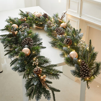 Christmas Pe Encrypted White Flocked Ribbon Decoration Christmas Vine Hotel Mall Window Storefront Scene Arrangement Hanging