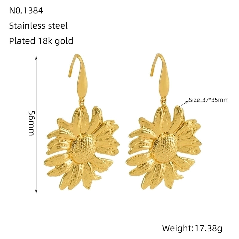 1 Piece Cute Wedding Bridal Flower Plating Inlay Stainless Steel Artificial Pearls 18K Gold Plated Drop Earrings