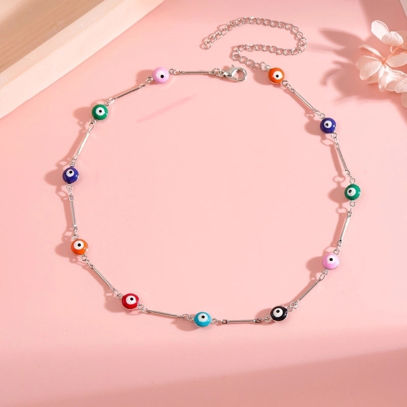 Copper Vacation Minimalist Plating Geometric Devil's Eye Bracelets Anklet Necklace