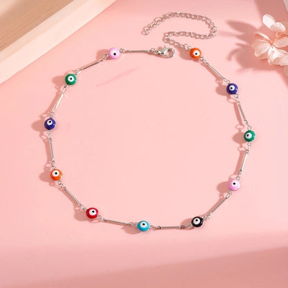 Copper Vacation Minimalist Plating Geometric Devil's Eye Bracelets Anklet Necklace