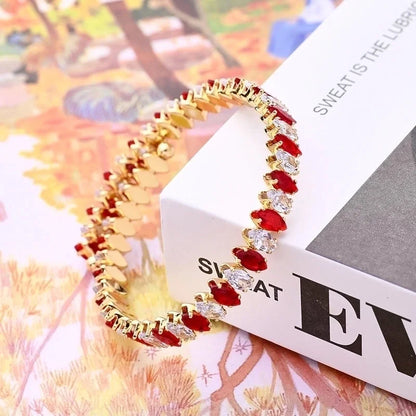 Copper White Gold Plated Gold Plated Multicolor Zircon Bangle