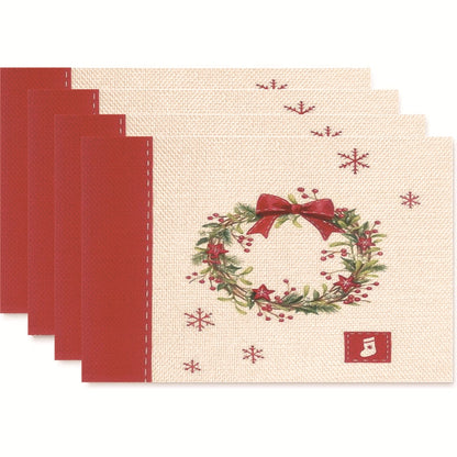 Christmas Nordic Style Christmas Tree Bow Knot Snowflake Linen Cotton And Linen Placemat