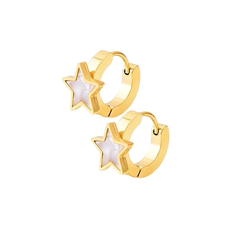 Titanium Steel 18K Gold Plated Elegant Minimalist Inlay Star Heart Shape Acrylic Earrings Anklet Necklace