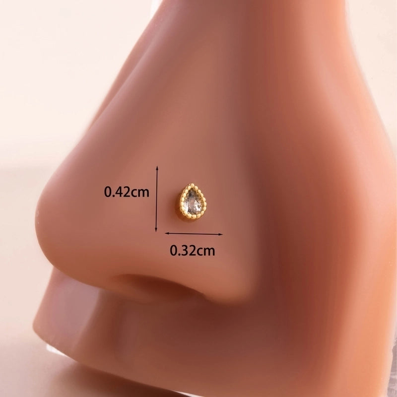 1 Piece Nose Rings & Studs Casual Minimalist Korean Style Moon Water Droplets 316L Stainless Steel Copper Inlay Zircon Nose Rings & Studs