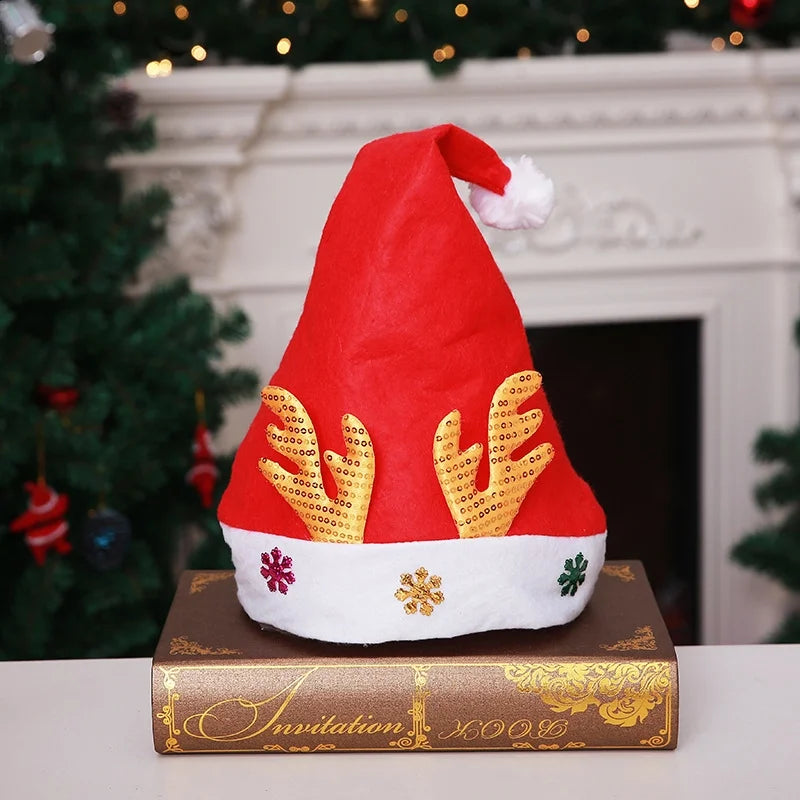 Creative Christmas Decorations Luminous Christmas Brushed Cloth Children's Hat Christmas Gift Cartoon Christmas Hat