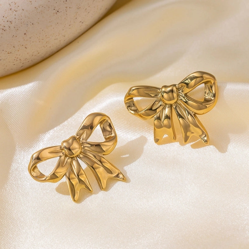 Elegant Sweet Streetwear Bow Knot Titanium Steel Plating Bracelets Earrings Necklace