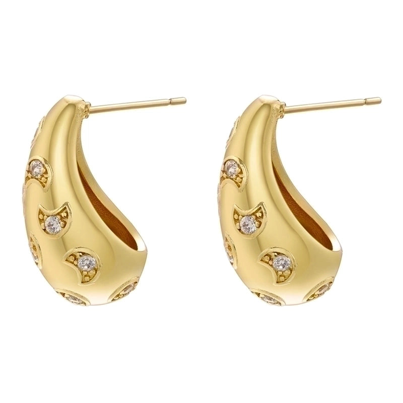 1 Pair Ig Style Casual Minimalist Water Droplets Plating Inlay Copper Zircon 18k Gold Plated Ear Studs