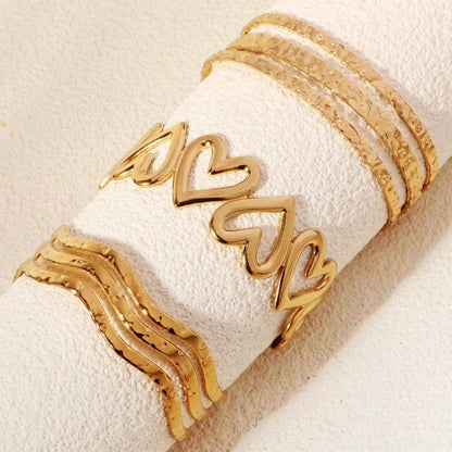 Modern Style Geometric Plant 304 Stainless Steel 18K Gold Plated Bangle In Bulk