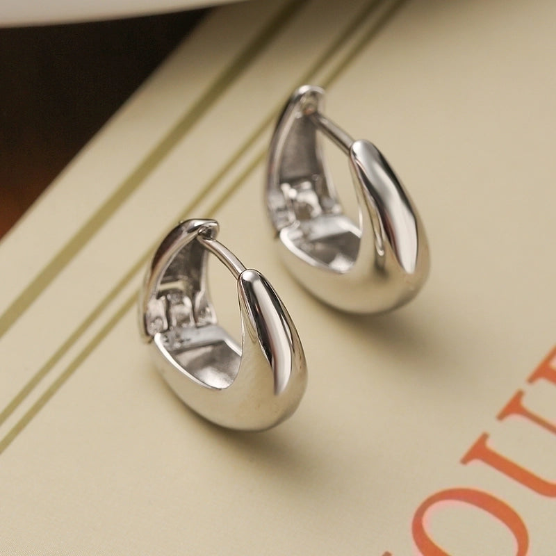 1 Pair Minimalist Commute Solid Color Copper Asymmetrical Plating 18k Gold Plated Hoop Earrings