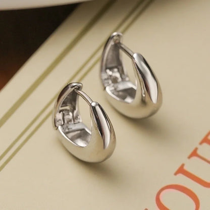 1 Pair Minimalist Commute Solid Color Copper Asymmetrical Plating 18k Gold Plated Hoop Earrings