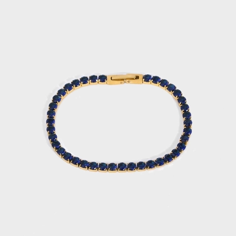 Elegant Shiny Round 201 Stainless Steel 18K Gold Plated Zircon Bracelets In Bulk