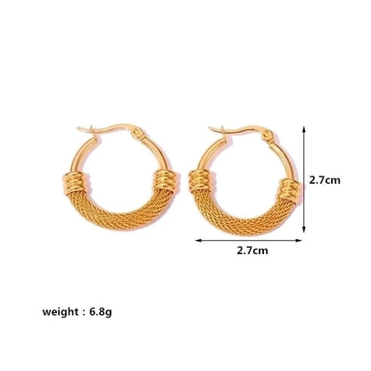1 Pair Casual Minimalist Geometric Plating Mesh Stainless Steel Hoop Earrings