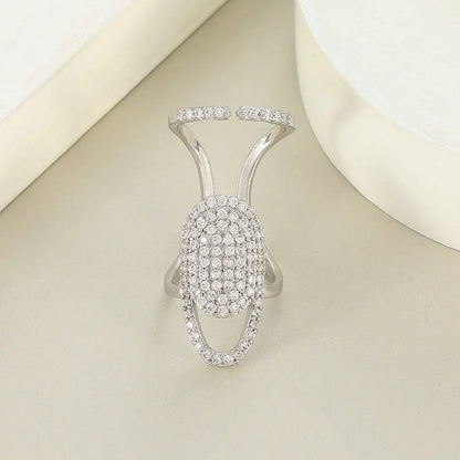 Fashion Geometric Copper Rings Hollow Out Artificial Gemstones Copper Rings