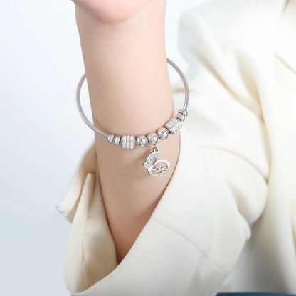 Casual Minimalist Star Heart Shape Butterfly Titanium Steel 18K Gold Plated Rhinestones Bangle In Bulk