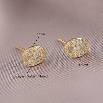 1 Pair IG Style Elegant Minimalist Letter Heart Shape Bicycle Plating Inlay Copper Zircon 18K Gold Plated Ear Studs
