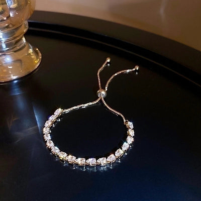 Minimalist Heart Shape Copper Inlay Zircon Bracelets
