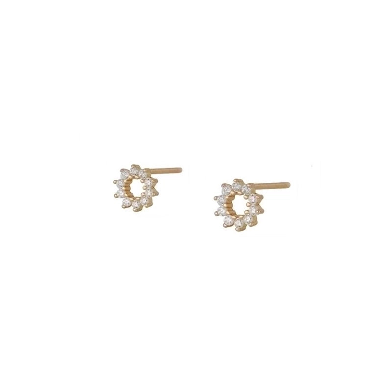 1 Pair Ig Style French Style Minimalist Star Water Droplets Flower Plating Inlay Copper Zircon Gold Plated Earrings