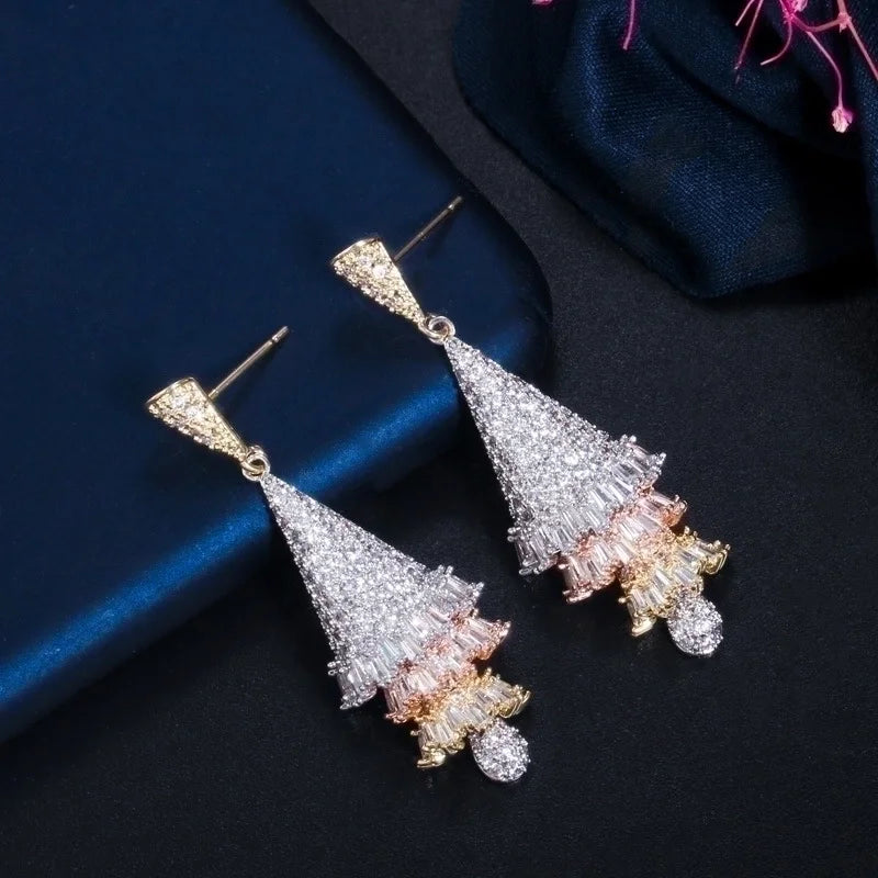 1 Pair Christmas Casual Romantic Christmas Tree Plating Inlay Copper Zircon Drop Earrings