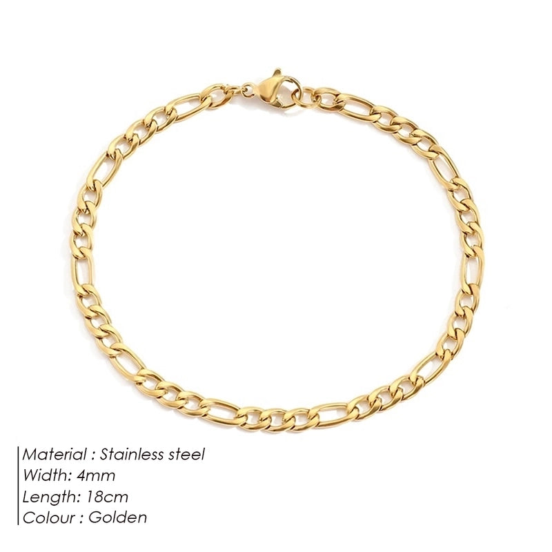 Hip-Hop Geometric 304 Stainless Steel Figaro Chain Bracelets In Bulk