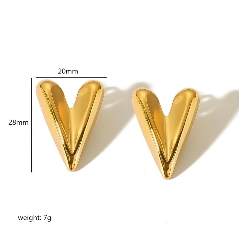 1 Pair Minimalist Quadrilateral Circle Heart Shape Polishing Plating 304 Stainless Steel 18K Gold Plated Ear Studs