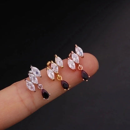 Ear Cartilage Rings & Studs Flower 316L Stainless Steel Copper Inlaid Zircon Zircon