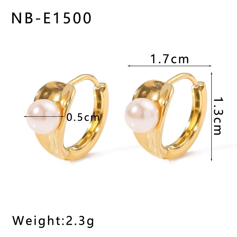 1 Piece Modern Style Minimalist Classic Style Geometric Inlay 304 Stainless Steel Rhinestones Glass Bead 18K Gold Plated Earrings