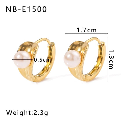 1 Piece Modern Style Minimalist Classic Style Geometric Inlay 304 Stainless Steel Rhinestones Glass Bead 18K Gold Plated Earrings