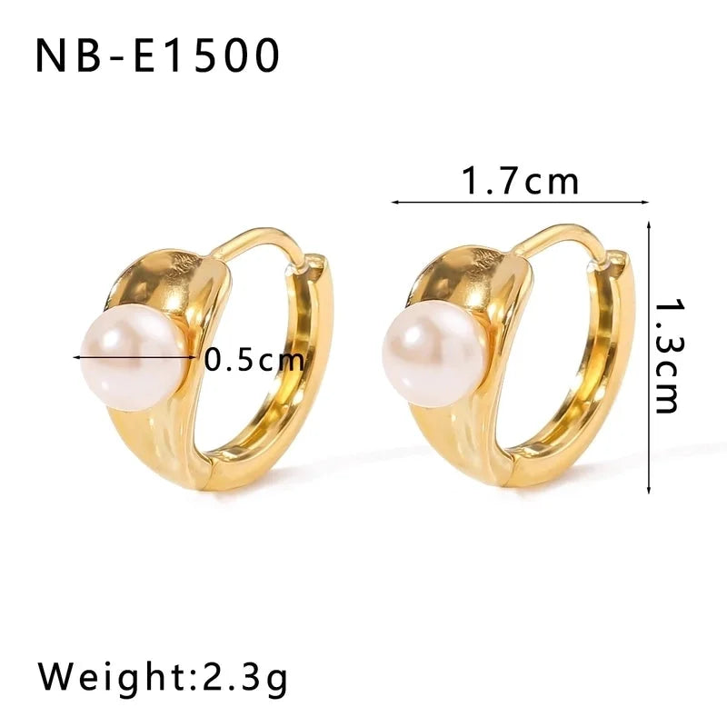 1 Piece Modern Style Minimalist Classic Style Geometric Inlay 304 Stainless Steel Rhinestones Glass Bead 18K Gold Plated Earrings