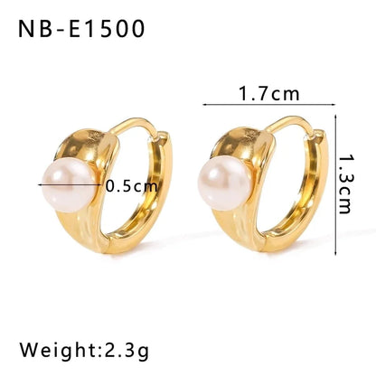 1 Piece Modern Style Minimalist Classic Style Geometric Inlay 304 Stainless Steel Rhinestones Glass Bead 18K Gold Plated Earrings
