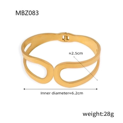 Casual Minimalist Round Titanium Steel 18K Gold Plated Bangle In Bulk