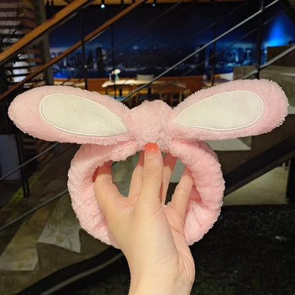 Cat Ears Hair Band Hair Band Korean Plush Internet Celebrity Rabbit Ear Hair Accessories Bow Face Wash Hair Band