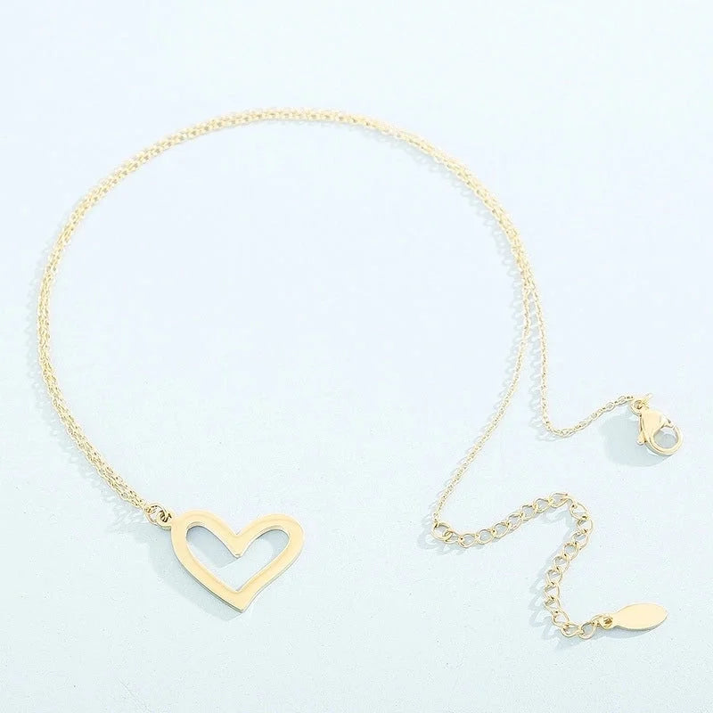 Minimalist Classic Style Heart Shape Stainless Steel Titanium Steel 18K Gold Plated Plating Bracelets Earrings Necklace