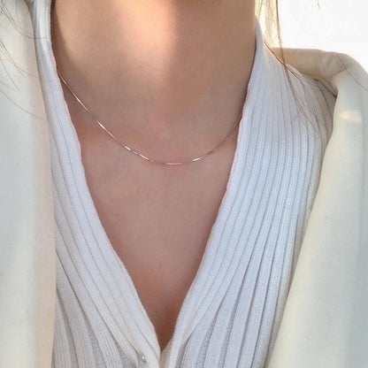 Minimalist Solid Color Copper Inlay Rhinestones Silver Plated Bracelets Necklace