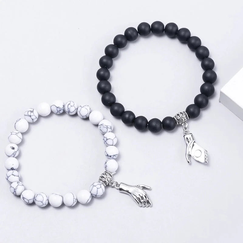 Fashion Heart Shape Agate Beaded Bracelets 1 Set