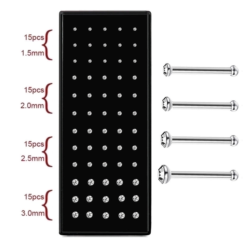 Fashion Geometric Stainless Steel Inlay Rhinestones Nose Studs 1 Set