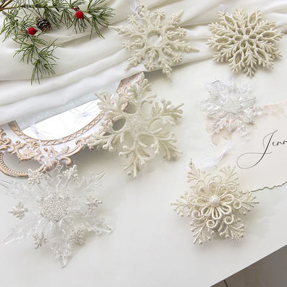 Christmas Decoration Transparent Glitter Acrylic Snowflake Gold Snowflake Christmas Tree Window Decoration Pendant