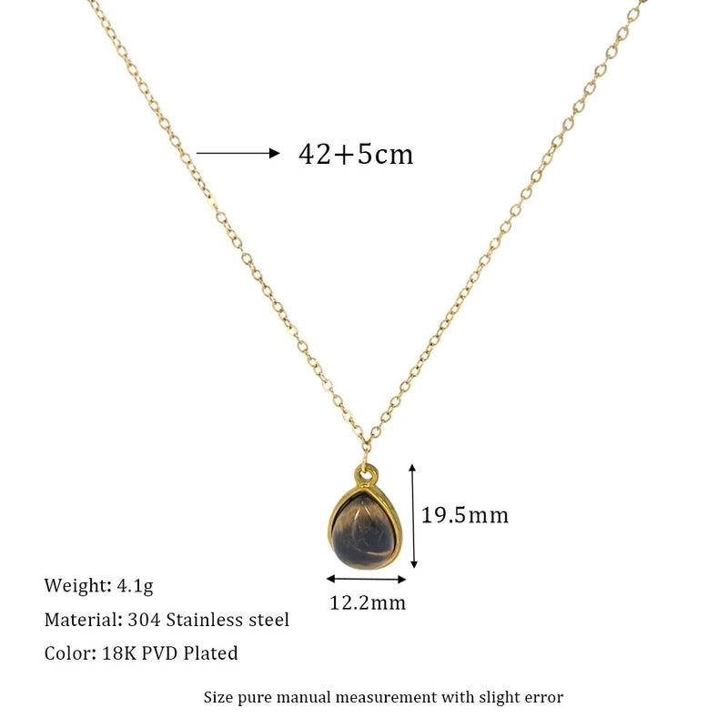 Retro Water Droplets 304 Stainless Steel Plating Pendant Necklace