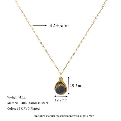 Retro Water Droplets 304 Stainless Steel Plating Pendant Necklace